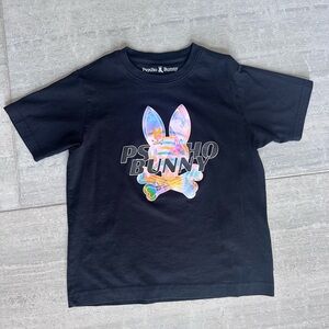 Psycho Bunny Boys Graphic T-Shirt – Black, Multicolor Logo, Size 7-8/S